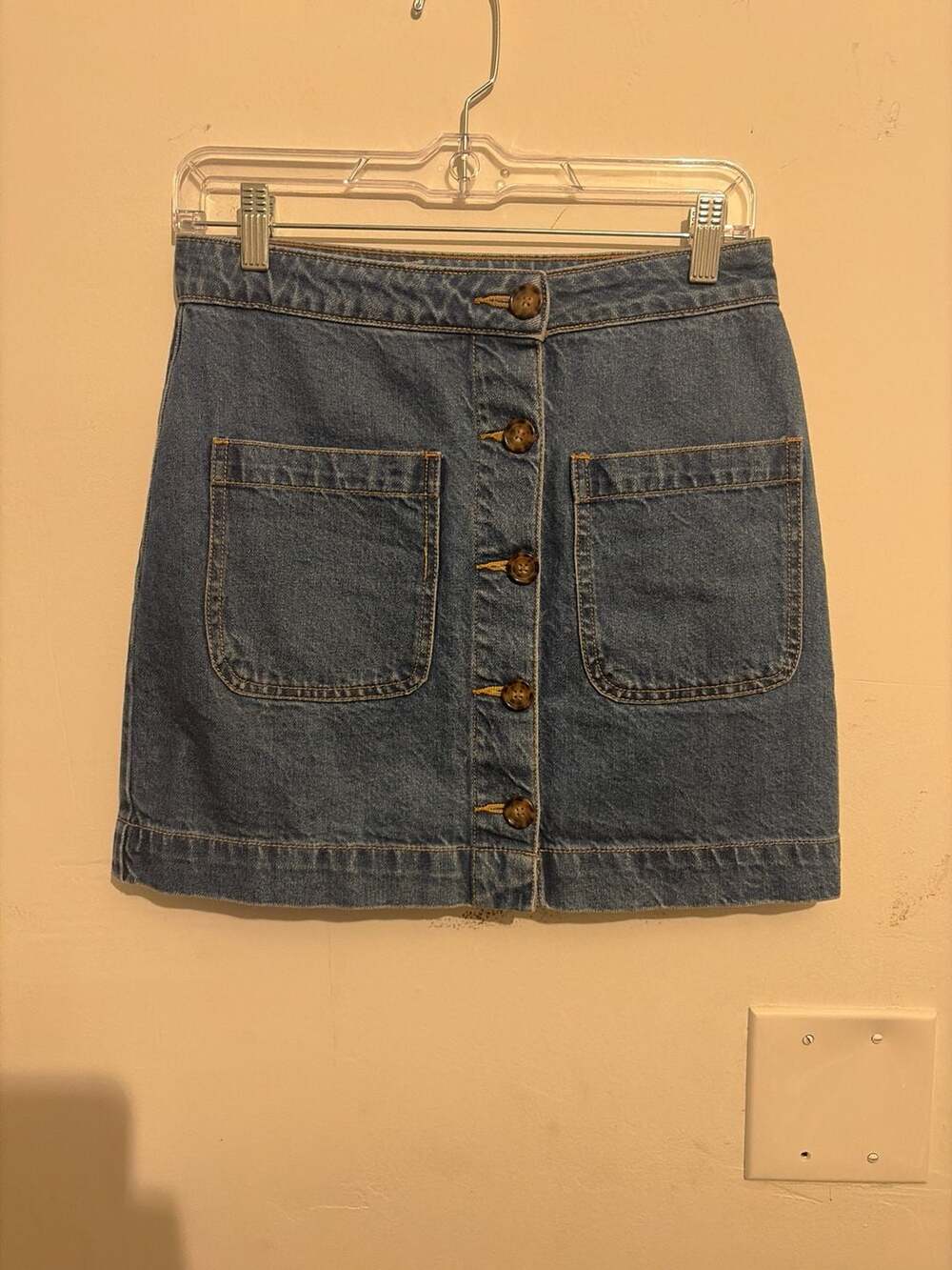 We The Free Free People Button-Front Denim Mini Skirt